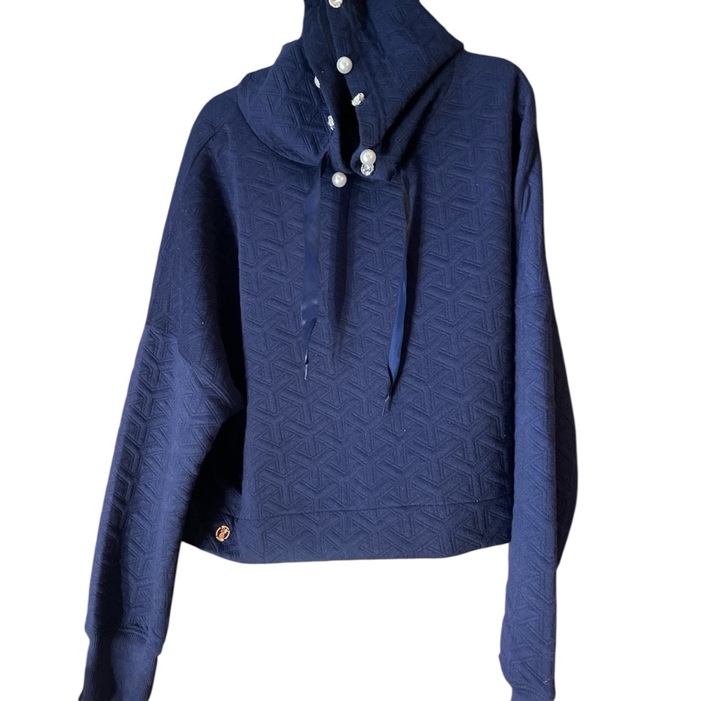 Simply Southern NWT  Cropped quilted  hooded top  with Pearl & rhinestones